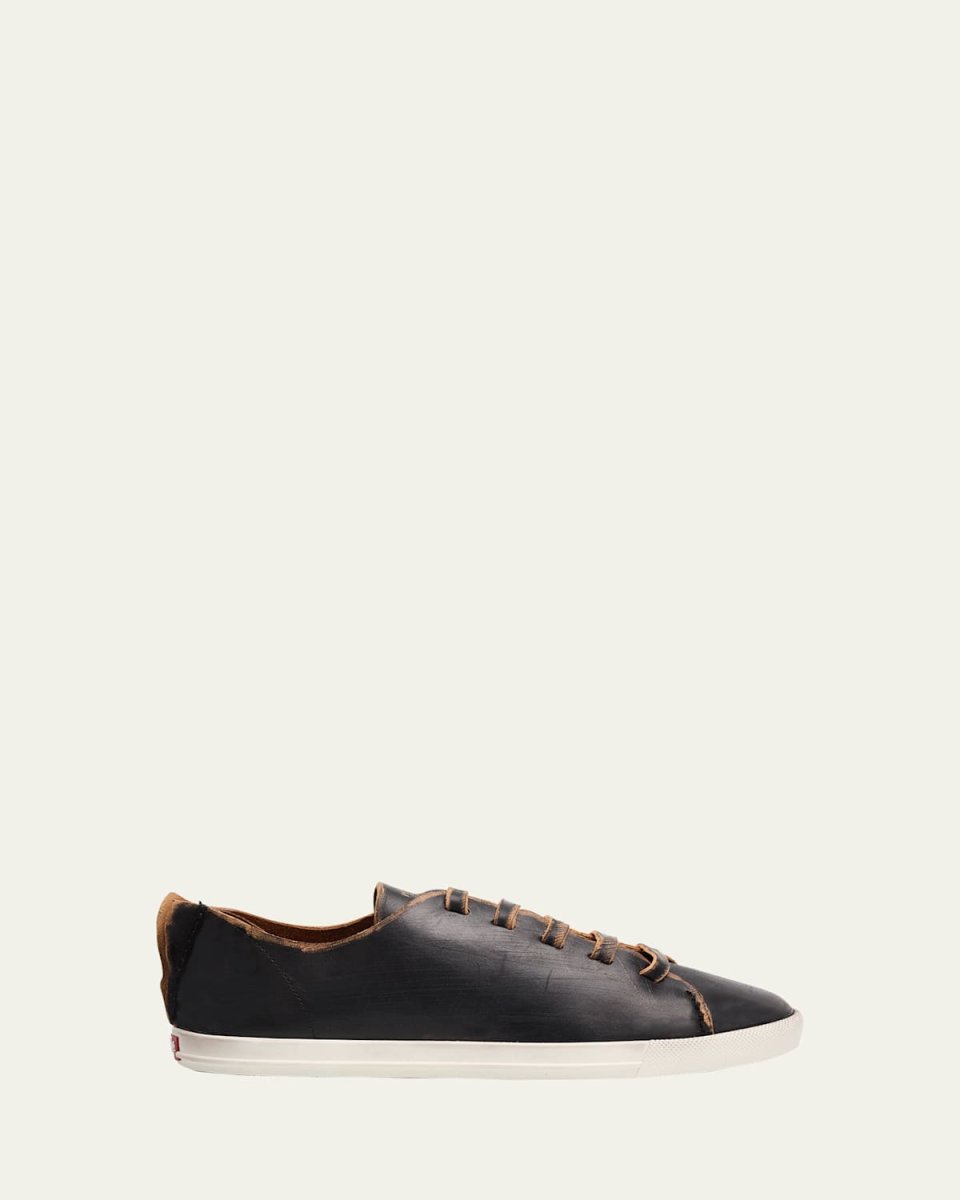 Distressed Low-Top Leather Sneakers